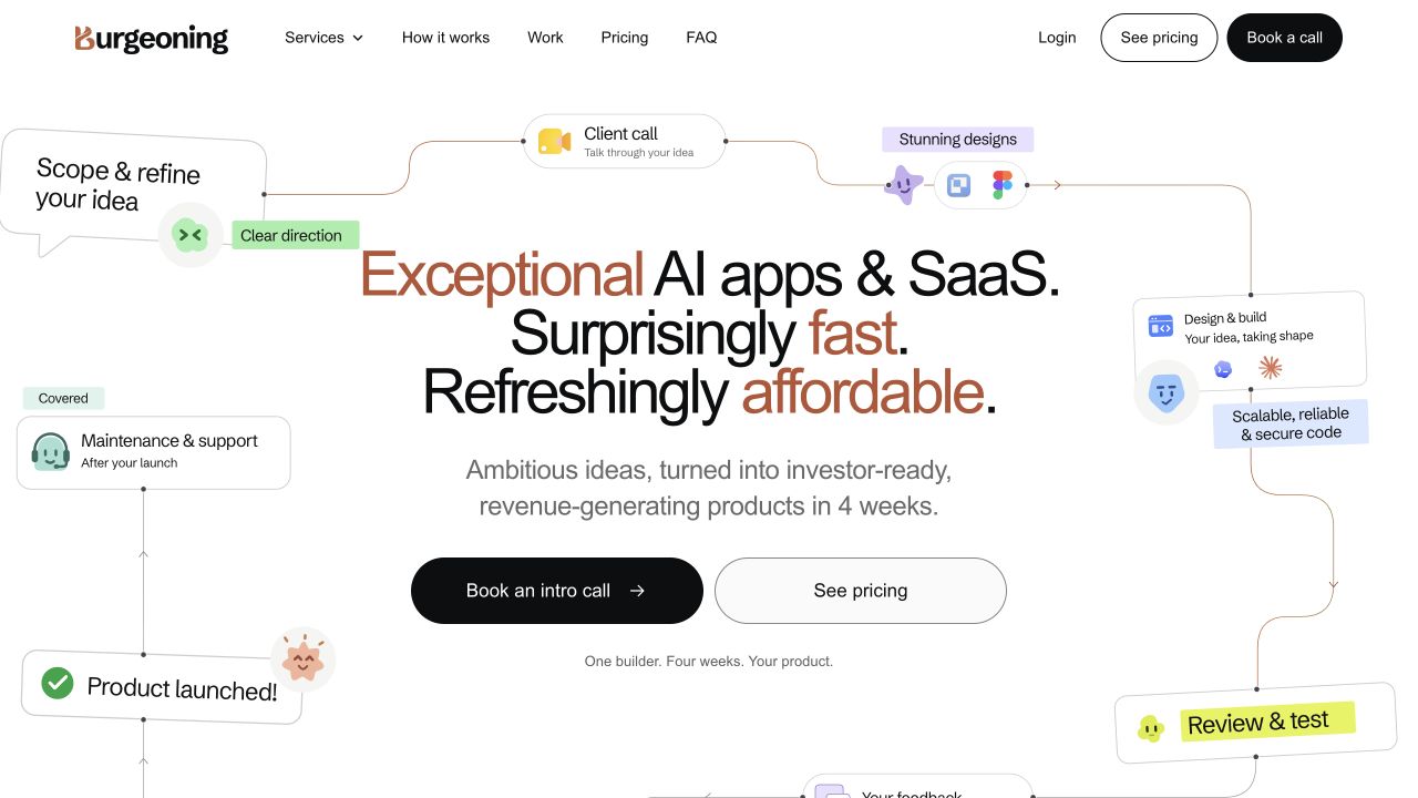 Burgeoning website with its product design and development process