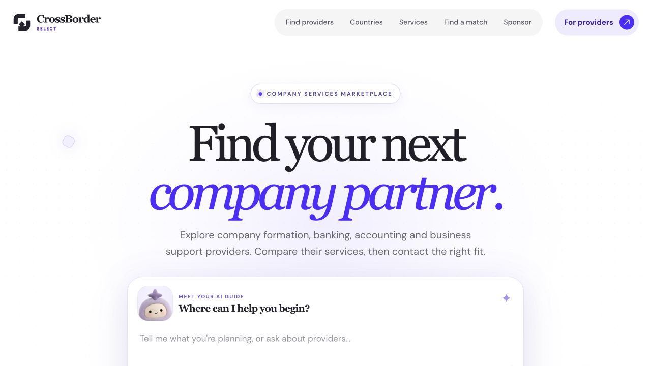 CrossBorder Select marketplace and AI guide